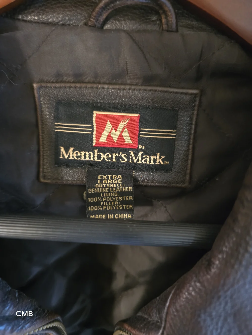 Member's Mark Vintage Brown 100% Genuine Leather Quilted Bomber Jacket Men's XL
